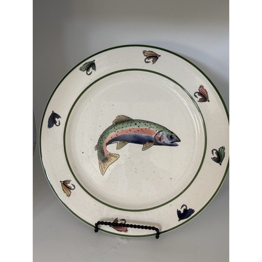 Gibson Designs PACIFIC TROUT" 11 Dinner Plate Fishing Lures Green Trim  Set Of 4